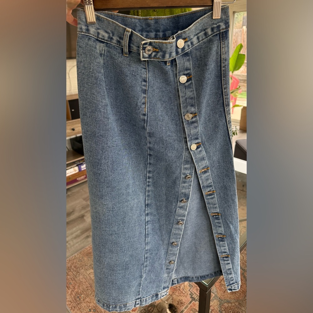 Denim Button-Up Skirt